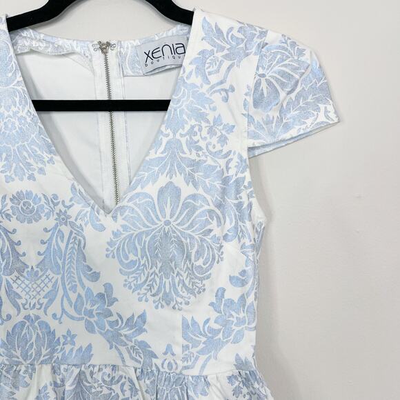 Xenia Shimmering Dress Metallic Jacquard Size 2 - Picture 3 of 10